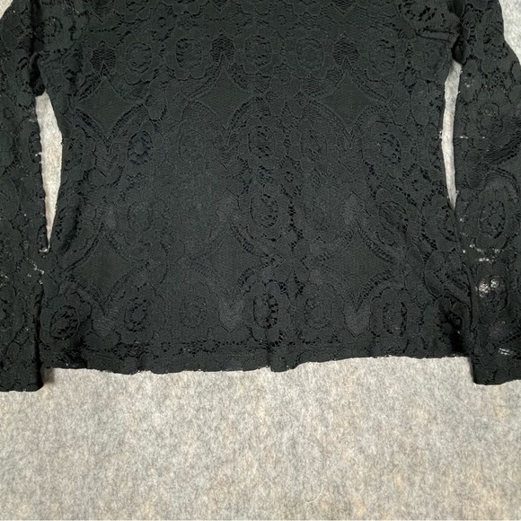 Maeve Anthropologie Black Lace Button Shoulder Romantic Feminine Charming Top MP - Picture 6 of 14